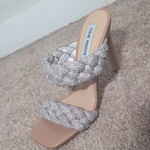 Steve Madden Silver Braided Heels